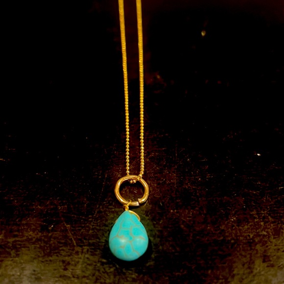 Beaded chain w turquoise pendant - Picture 2 of 3